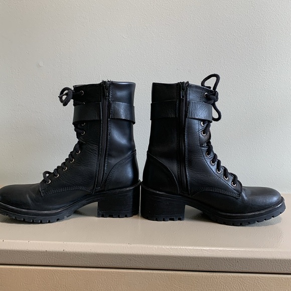 STEVE MADDEN Griffen Leather Moto Combat Style Boots Size 7.5 Black - Picture 9 of 16